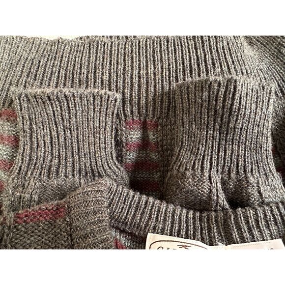 Vintage 80s Carmel Sportswear Wool Geometric Stripe Green Sweater Pullover Large - Picture 5 of 5